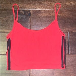 Brandy Melville Red Ribbed Tank w/ Black Stripes
